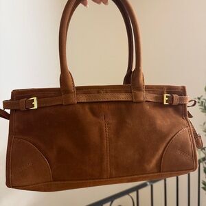 Elegant Brown Suede Handbag
